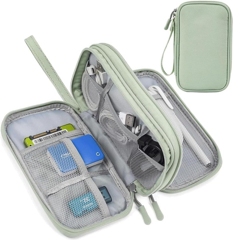 CAOODKDK Electronic Organizer Travel Cable Accessories Bag,Electronic Organizer Case,Electronic Accessories Organizer Bag for Power Bank, Charging Cords, Chargers, Mouse, USB Cable, Earphones (Mint Green) - Image 1